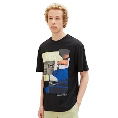Image of TOM TAILOR Denim Men&#039;s Relaxed fit t Shirt with Photo Print, 29999 black, L