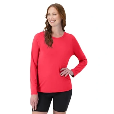 Image of Hanes womensO9308Sport Cool Dri Performance Long Sleeve Tee Shirt Pink Medium