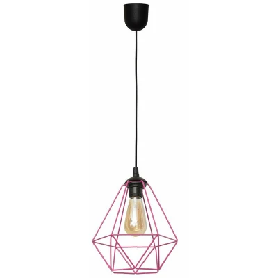 Image of Helam Karo Wire Frame Pendant Ceiling Light Black, Pink 24cm