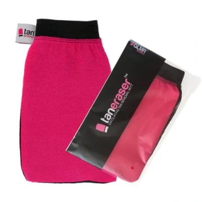 Image of Tan Eraser Exfoliating Fake Remover Mitt/Glove Pink &amp; Black Easily Removes Spray Or Self Tanning Products