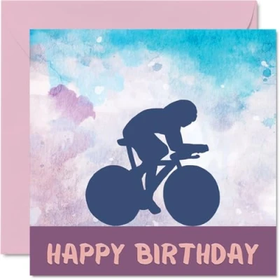 Image of Sport Birthday Cards for Women Girls Cycling in Card Friend Sister Daughter Niece Teammate, 145mm x Athlete Greeting