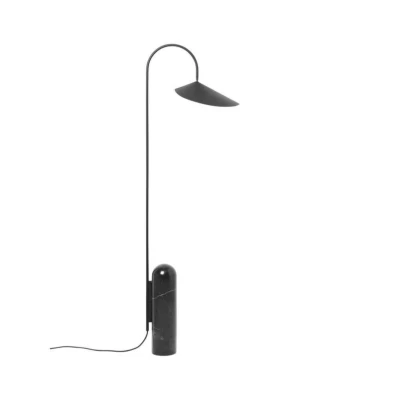 Image of ferm LIVING Arum floor lamp, black, marble, steel, 136 cm