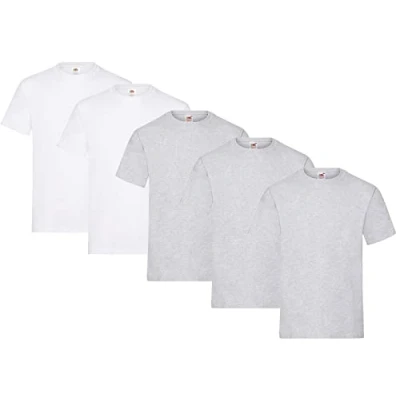 Image of Fruit of the Loom Men&#039;s T Shirt, Heavy Cotton, M, L, XL, XXL, 3XL, Various Colour Sets, Pack 5, 3XL