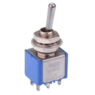 Image of 5546A APEM On 6.35mm Miniature Toggle Switch DPDT 4A 30VDC