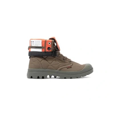Image of Palladium Baggy Requilted Unisex Laceup ankle boots, Size: 11, Olive night Textile