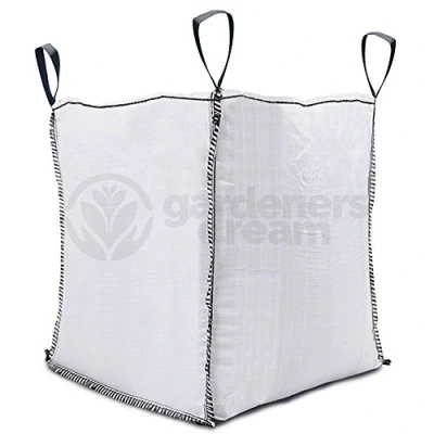 Image of GardenersDream 1 Tonne FIBC Bulk Builders Bags Wtih Handles Large 1000kg Capacity Strong Reinforced Loops Tough Heavy Duty Ton White Garden Sacks (5)