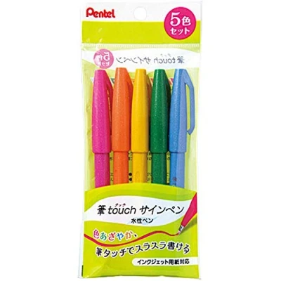 Image of Pentel XSES15C 5 Ballpoint Pen with Felt tip, Colours