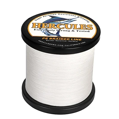 Image of HERCULES Braided Fishing Line 12 Strands, 100 2000m 109 2196 Yards Braid Fish Line, 10lbs 420lbs Test PE Lines for Saltwater Freshwater White, 100lbs, 300m