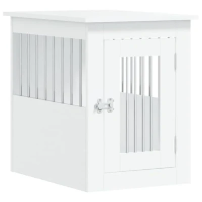 Image of &#039;vidaXL Dog Crate End Table Multifunctional Furniture with Durable Engineered Wood, Safety Lockable Door, Ideal for Living Room White