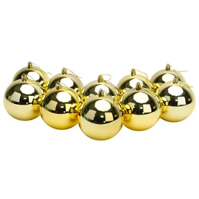 Image of Toyland® 10 Extra Large 100mm Colour Christmas Baubles Tree Decorations (Gold)
