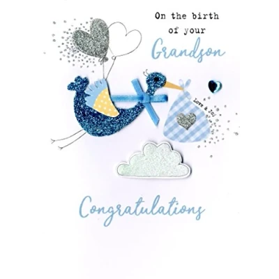 Image of New Baby Grandson Irresistible Greeting Card Embellished Cards