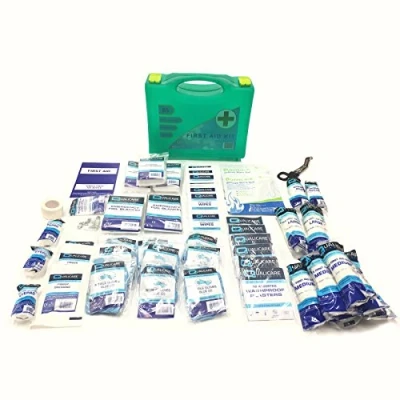 Image of Medium 138 Piece Premier QUALICARE BSI BS8599 Compliant Professional Workplace Essential First AID KIT Green Transparent