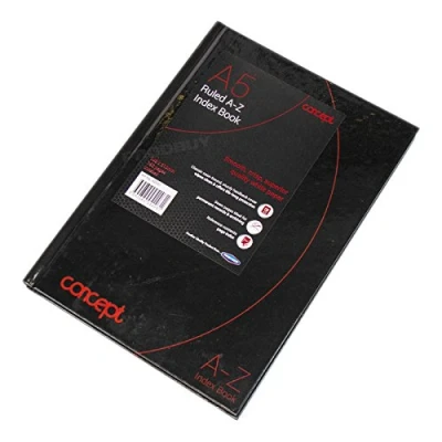 Image of Concept A5 A Z Tabbed Address Index Book Hardback Paper Black Notebook Organiser