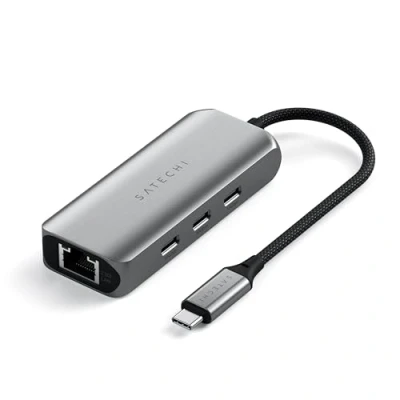 Image of SATECHI USB C Ethernet Adapter 2.5 Gigabit, 4 in 1 Network with Enhanced Speed and 3 3.2 Ports, for Mac, iPad, Windows, Android, Chrome
