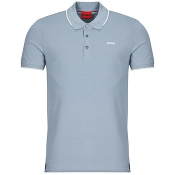 Image of HUGO Mens Dinoso222 Embroidered Logo Slim fit Polo Shirt in Stretch Cotton