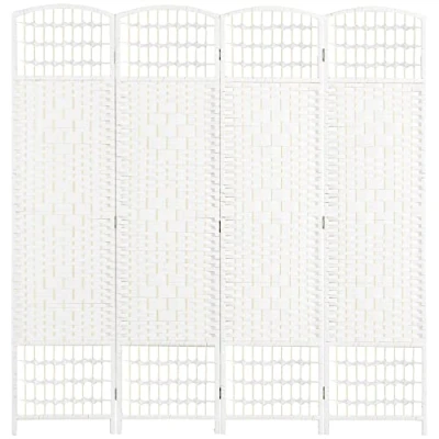 Image of HOMCOM 4 Panel Folding Room Divider, Privacy Screen, Freestanding Paravent Partition Separator for Living Room, Bedroom and Office, 160 x 170cm, White