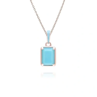 Image of Siberian Waltz Blue Enamel &amp; Octagon Turquoise Pendant Necklace In Rose Gold Vermeil