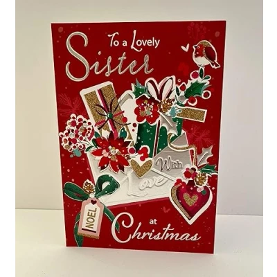 Image of Jonny Javelin Lovely Sister Christmas Card
