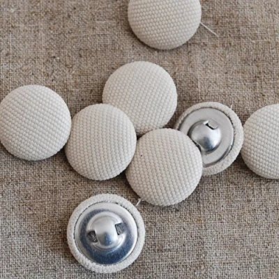 Image of 10 Fabric Covered Buttons Beige 2cm