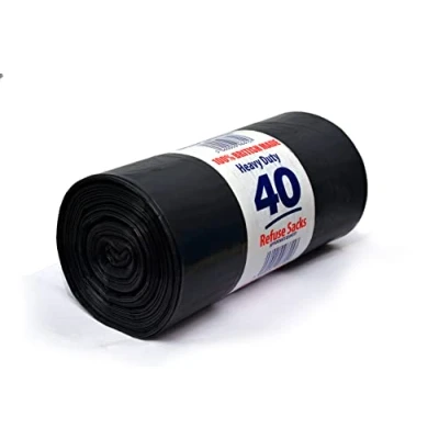 Image of Homewise 40 Bin Bags Heavy Duty 100L Bag Refuse Sacks Pack Of Black for Rubbish Large Eco Friendly Home Offices &amp; Garden Extra Strong Liners Made from Recycled Material