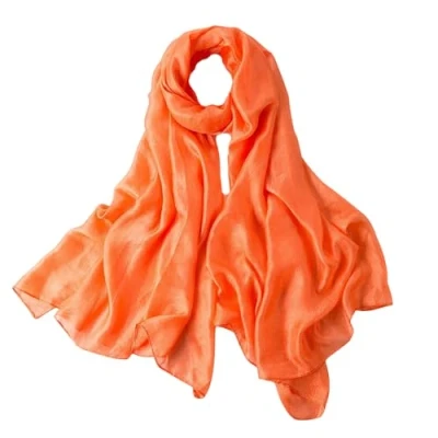 Image of Lina &amp; Lily Shimmer Sheen Scarf Shawl Wrap for Wedding Evening Dress Sheer Lightweight (Orange)