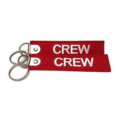 Image of Premium Embroidered Crew Luggage Tag Red/White Set of 2 Aviamart®