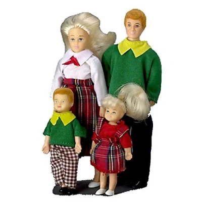 Image of Melody Jane Dolls House Family of 4 People Mum Dad Little Girl &amp; Boy Miniature 1:12 Scale