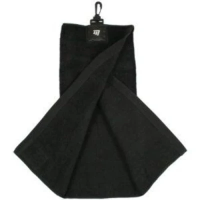 Image of Masters Tri Fold Golf Towel with Bag Clip And Club Scrub Patch Black
