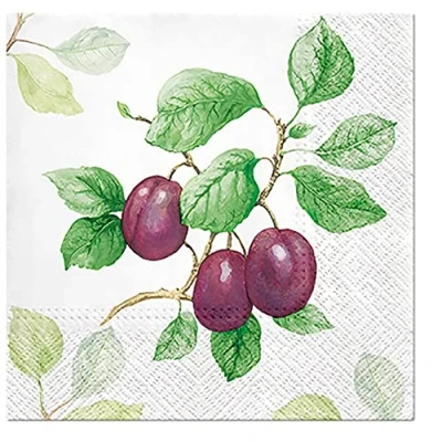 Image of 3 Ply Garden Plum Fruits Tissue Paper Napkins Serviettes 33cm x Pack of 20