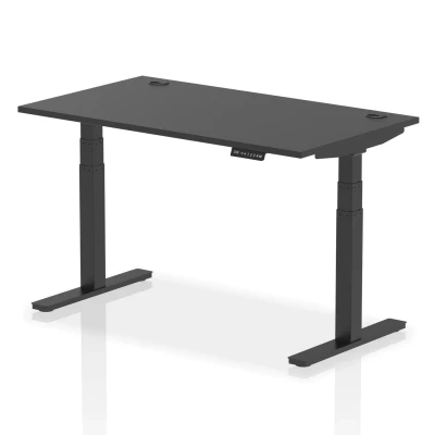 Image of Air 1400x800mm Height Adjustable Desk Black Top Cable Ports Leg