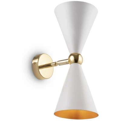 Image of Modern Vesper 2 Light White with Gold Up Down Wall Lamp