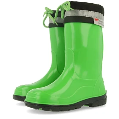 Image of Lemigo Kim Kids Boys Girls Childrens Wellington Boots Rainy Snow Wellies (7 UK Child, Green, numeric_7)
