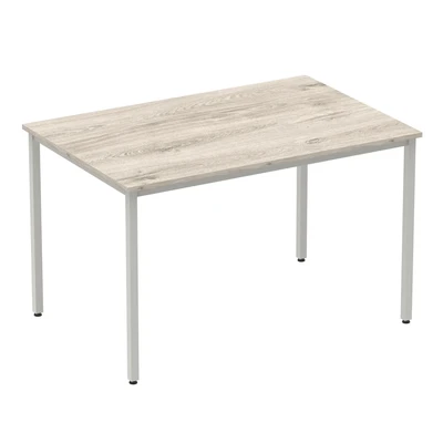 Image of Impulse 1200mm Straight Table Grey Oak Top Silver Box Frame Leg