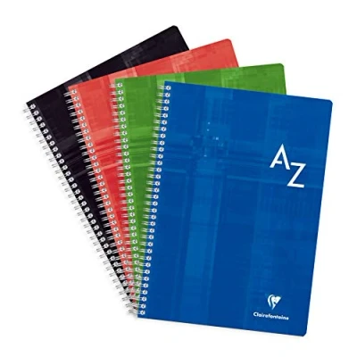 Image of Clairefontaine Ref 8148C Wire bound Indexed Notebook (180 pages) A4 Size, Séyès Ruling, 90gsm Brushed Vellum Paper, Laminated Card Cover Random Colour