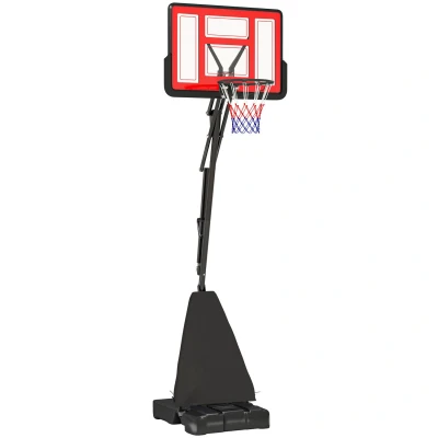 Image of SPORTNOW Basketball Hoop Outdoor, Height Adjustable and Stand with Rebound System, Weighted Base, Portable on Wheels, 2.45 3.05m, for Teens, Juniors, Adults, Red