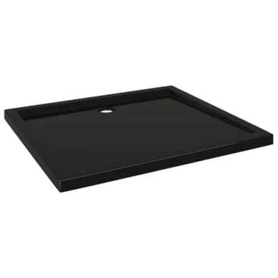 Image of vidaXL Rectangular ABS Shower Base Tray in Black Low Threshold, Scratch/Stain Resistant, Fibreglass Reinforced Design, Comfortable Size of 80x90 cm, Ideal for Modern Bathrooms