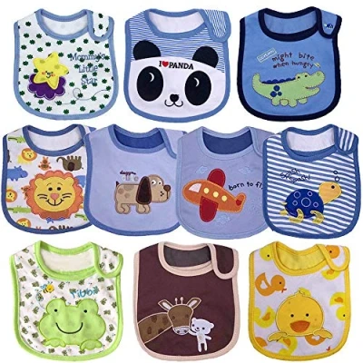 Image of Yafane Baby Dribble Bibs Waterproof Absorbent Cotton Drool for Boys Girls Unisex Toddlers Infants Feeding and Teething 10 Pack (Girl)