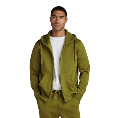 Image of G STAR RAW Men&#039;s Premium Core Hooded Zip Thru Sweater, Brown (tobacco D16122 C235 248), S