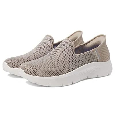 Image of Skechers Women&#039;s Go Walk Flex Slip ins Relish Sneaker, Taupe/Blue, 5.5 Wide