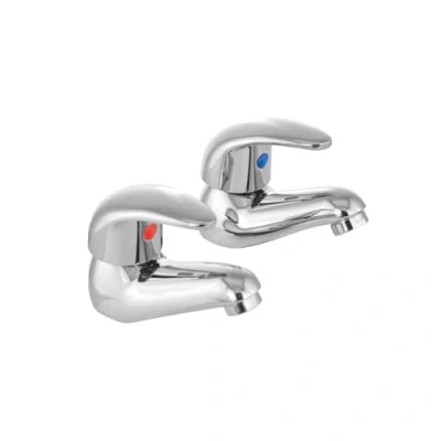 Image of Nes Home Hot &amp; Cold Basin Tap Pair Set Chrome Bathroom Sink