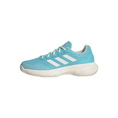Image of adidas Women&#039;s Gamecourt 2.0 Tennis Sneakers, Light Aqua/Off White/Bright red, 10 UK