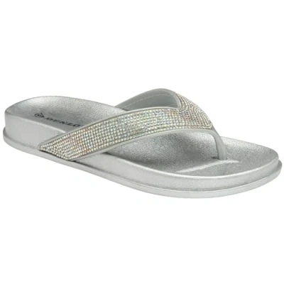 Image of DUNLOP Women FLIP Flops Sandals Ladies Toe Post Open Beach Summer Shoes Comfy Slipper Sliders (UK 7/EU 40, Silver)