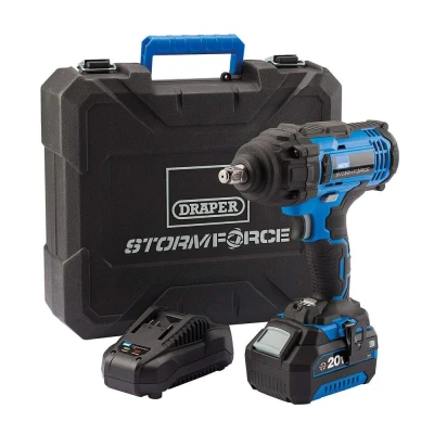 Image of Draper Storm Force� 20V Mid Torque Impact Wrench, 1/2&quot; Sq. Dr., 400Nm, 1 x 4.0Ah Battery, Charger