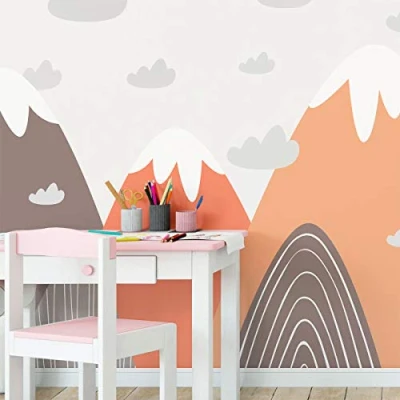Image of Ambiance Stickers Scandinavian Nordic Mountains Wall Decals, DIY Home Decor, Peel and Stick Removable Stickers, Waterproof Self Adhesive Art H105 x L195 CM