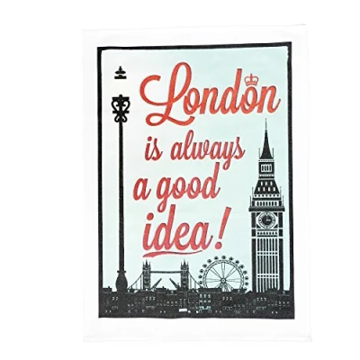 Image of Half a Donkey London is always good idea Large Cotton Tea Towel