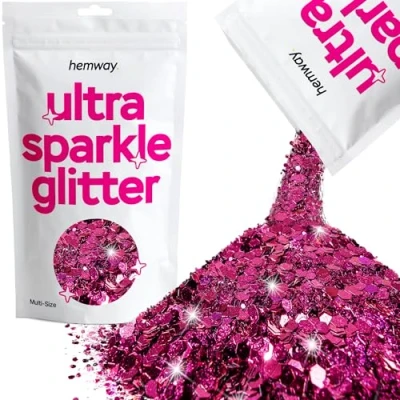 Image of Glitter Multi Size Dark Rose Pink Ultra Sparkle Sequins Nail Face Festival Christmas Halloween Makeup Chunky Fine 100g / 3.5oz