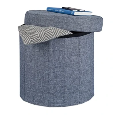 Image of Relaxdays Round Storage Ottoman, 38x38x38 cm