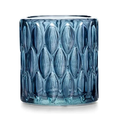 Image of AmeliaHome Glass Tea Light Holder 9 x 9.5 cm Vigo Dark Blue