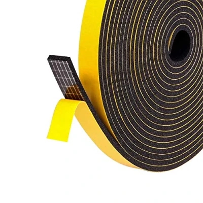 Image of fowong Foam Rubber Seal Tape 6mm(W) x 1.5mm(T) Window Door Draught Excluder Air Conditioner Anti Collision Strong Adhesive Weather Stripping 2 Rolls of 10M Long Each