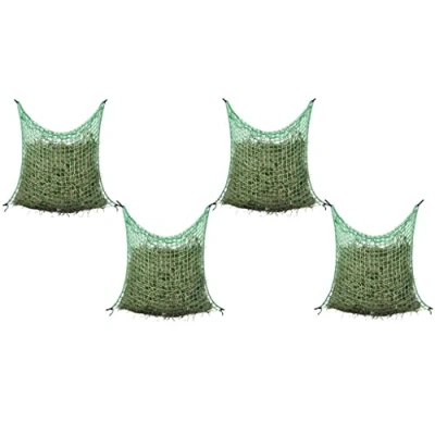 Image of vidaXL Sturdy Polypropylene Hay Nets, 4 pcs Set Square Green Nets for Horses 0.9 x 1.5m Weather Resistant with Minimal Waste